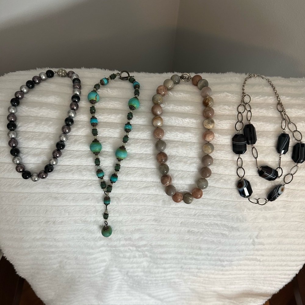 Elegant Multi-Color Beaded Necklace Set (qty 4)